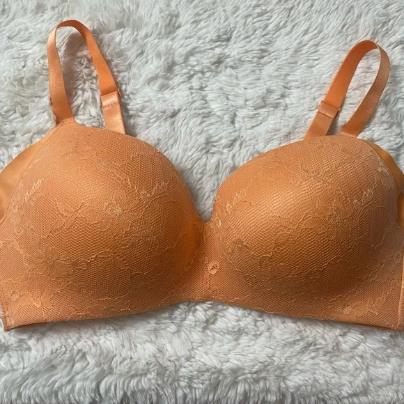 Ashley Stewart Lace Side Smoothing Wireless Bra Papaya 38D - Picture 2 of 16